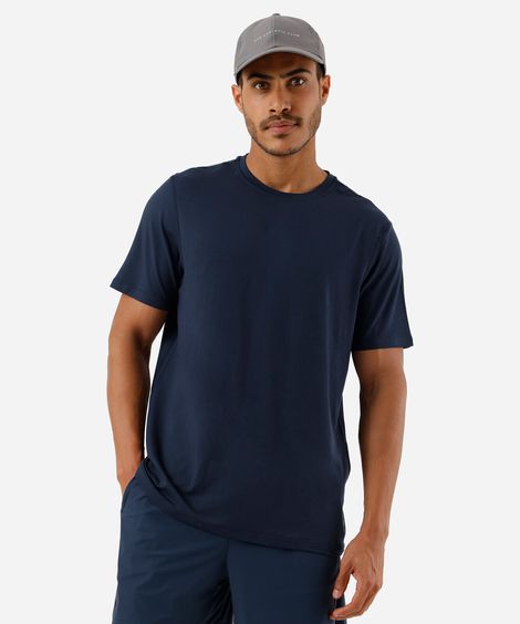 camiseta masculina manga curta azul