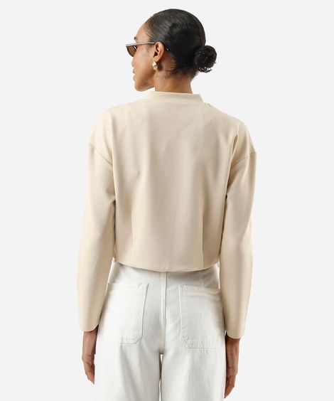 jaqueta bomber cropped feminina canelada bege