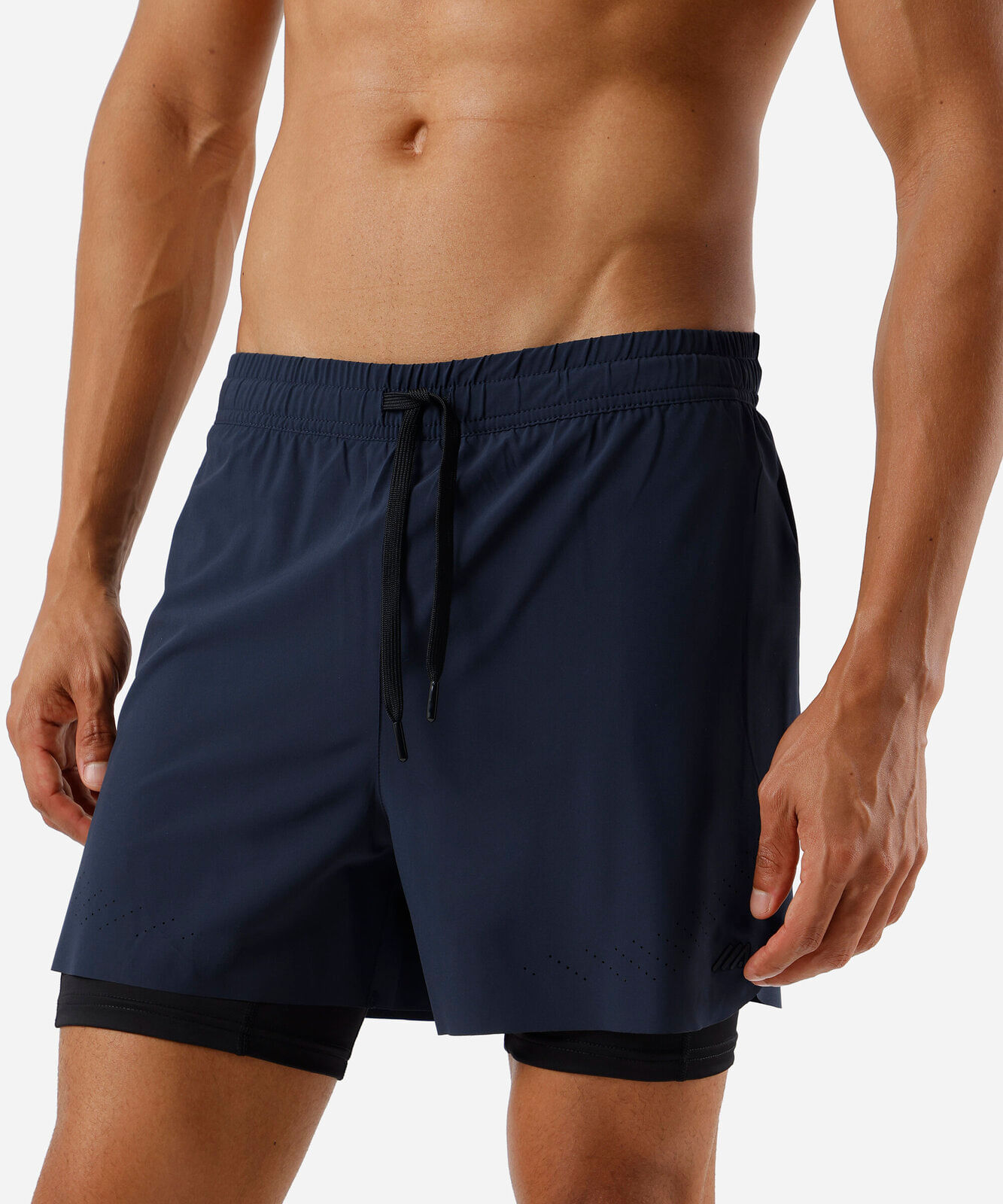 short masculino esportivo com compressão azul