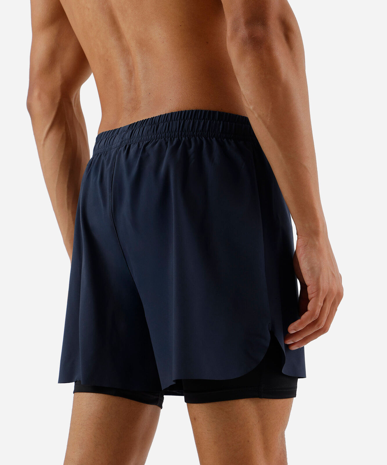short masculino esportivo com compressão azul