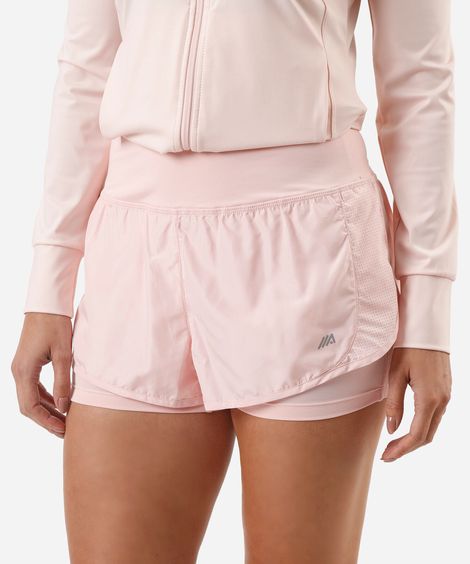 short running com forro e bolso esportivo ace rosa
