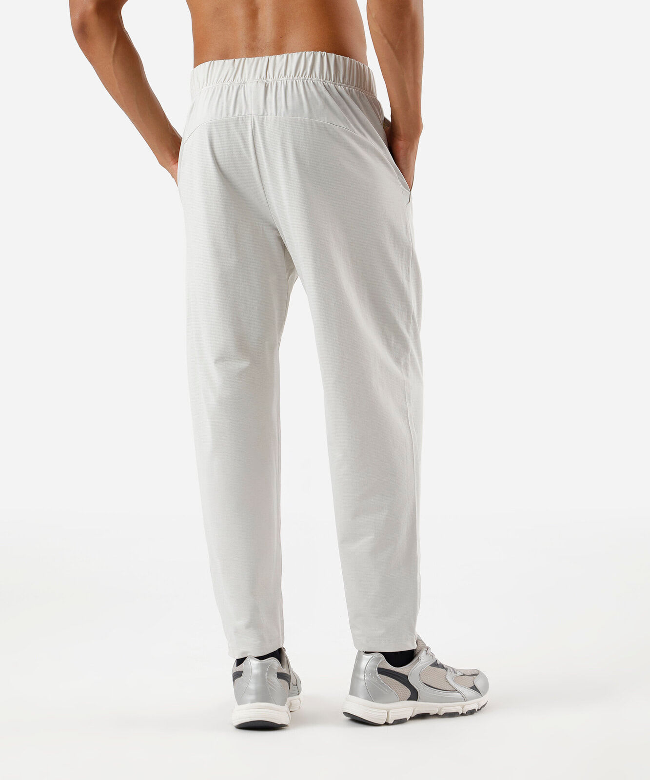 calça reta masculina esportiva com zíper na barra cinza