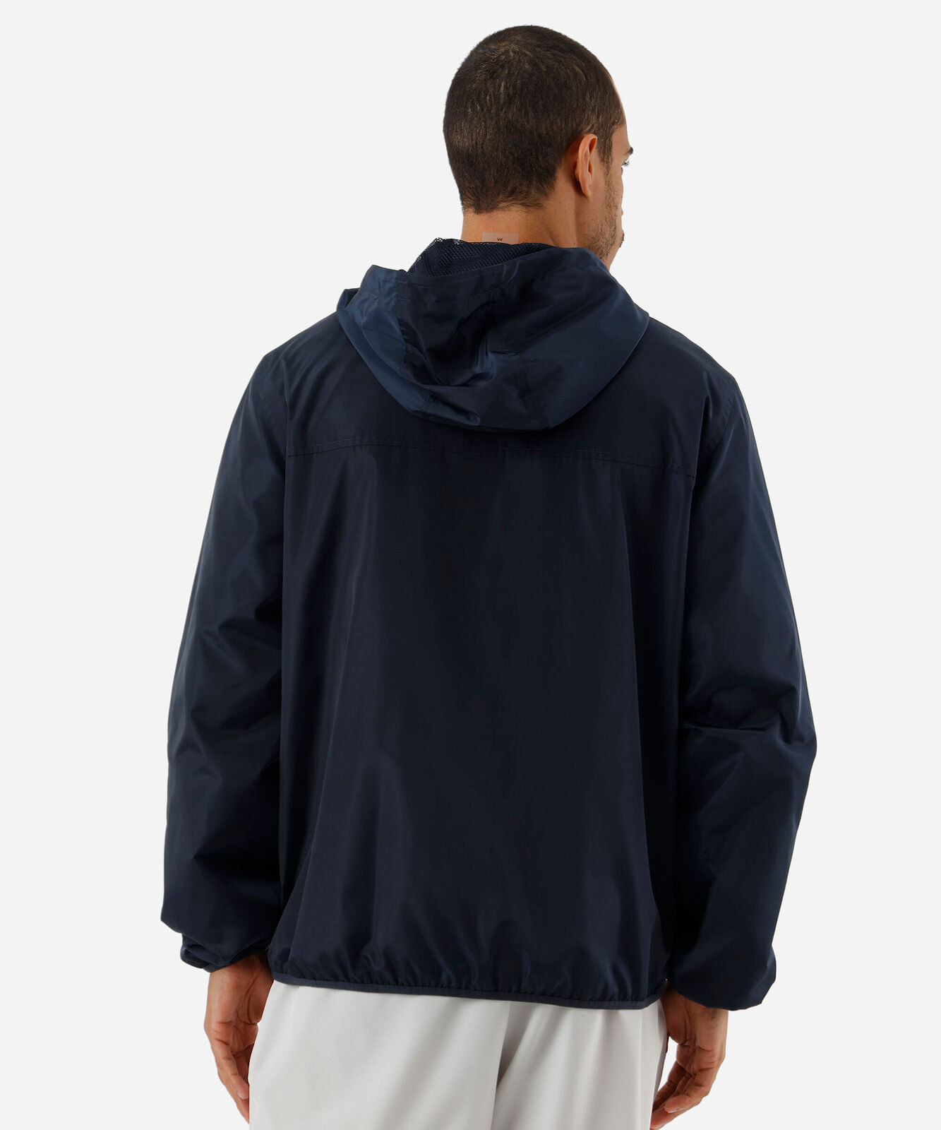 jaqueta masculina corta vento com capuz esportiva azul