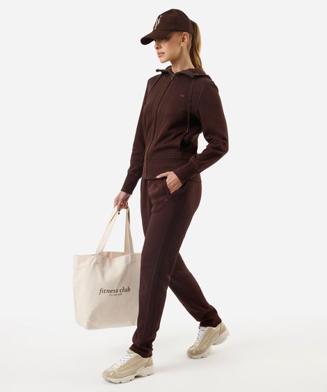 calça jogger feminina de moletom esportiva ace marrom