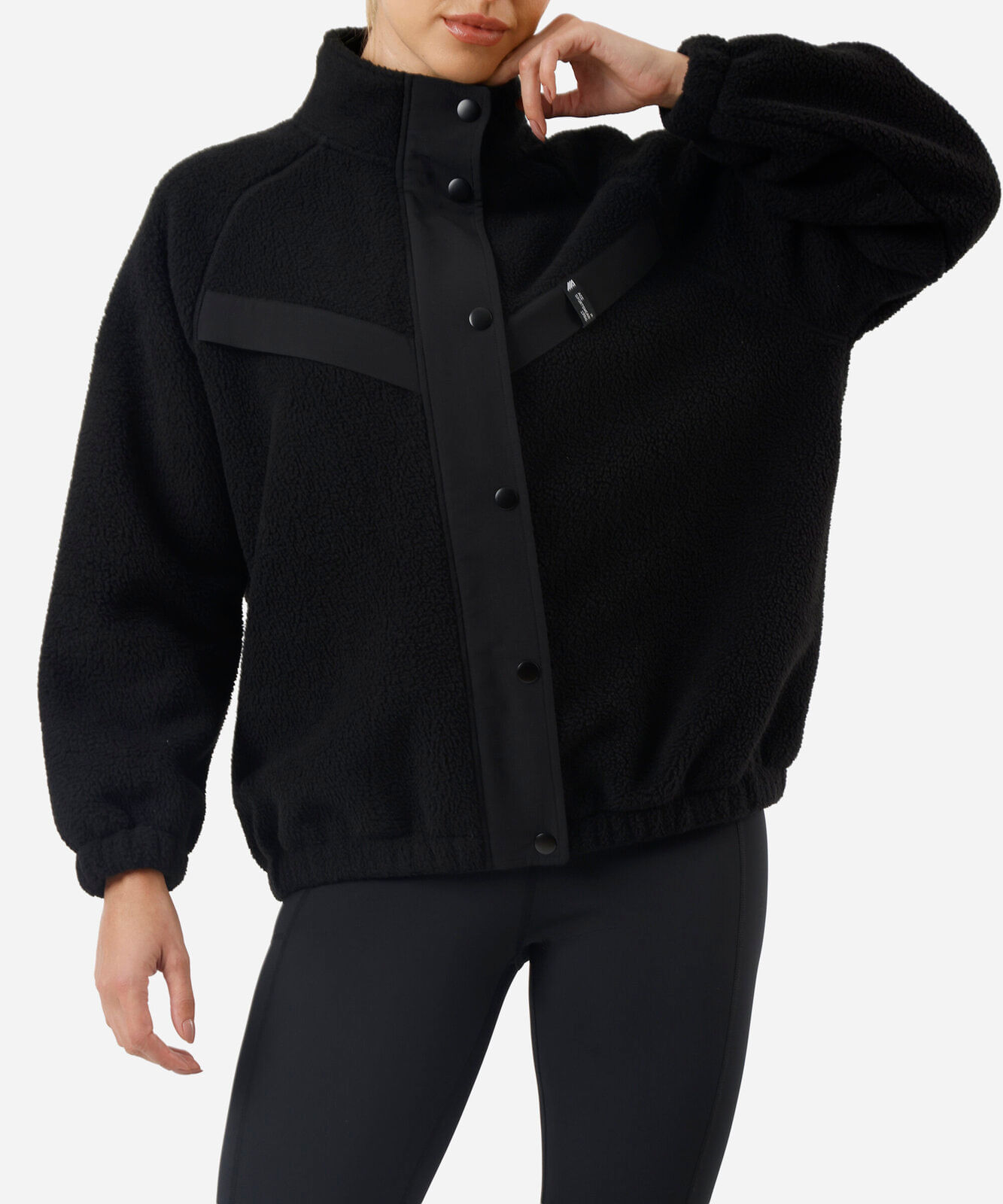 jaqueta bomber feminina de sherpa esportiva preta