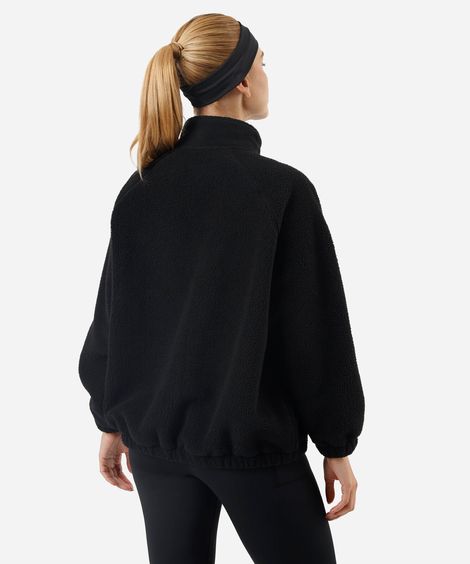 jaqueta bomber feminina de sherpa esportiva preta