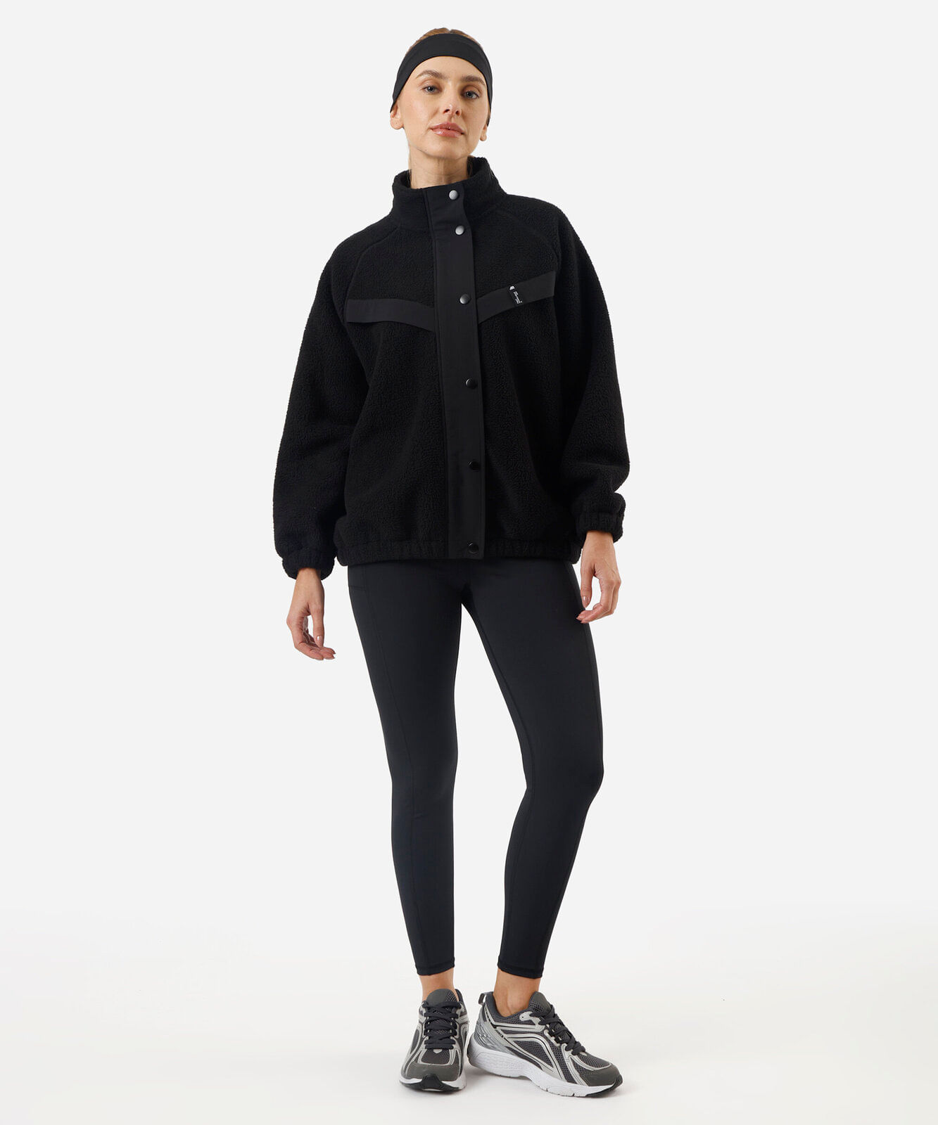 jaqueta bomber feminina de sherpa esportiva preta