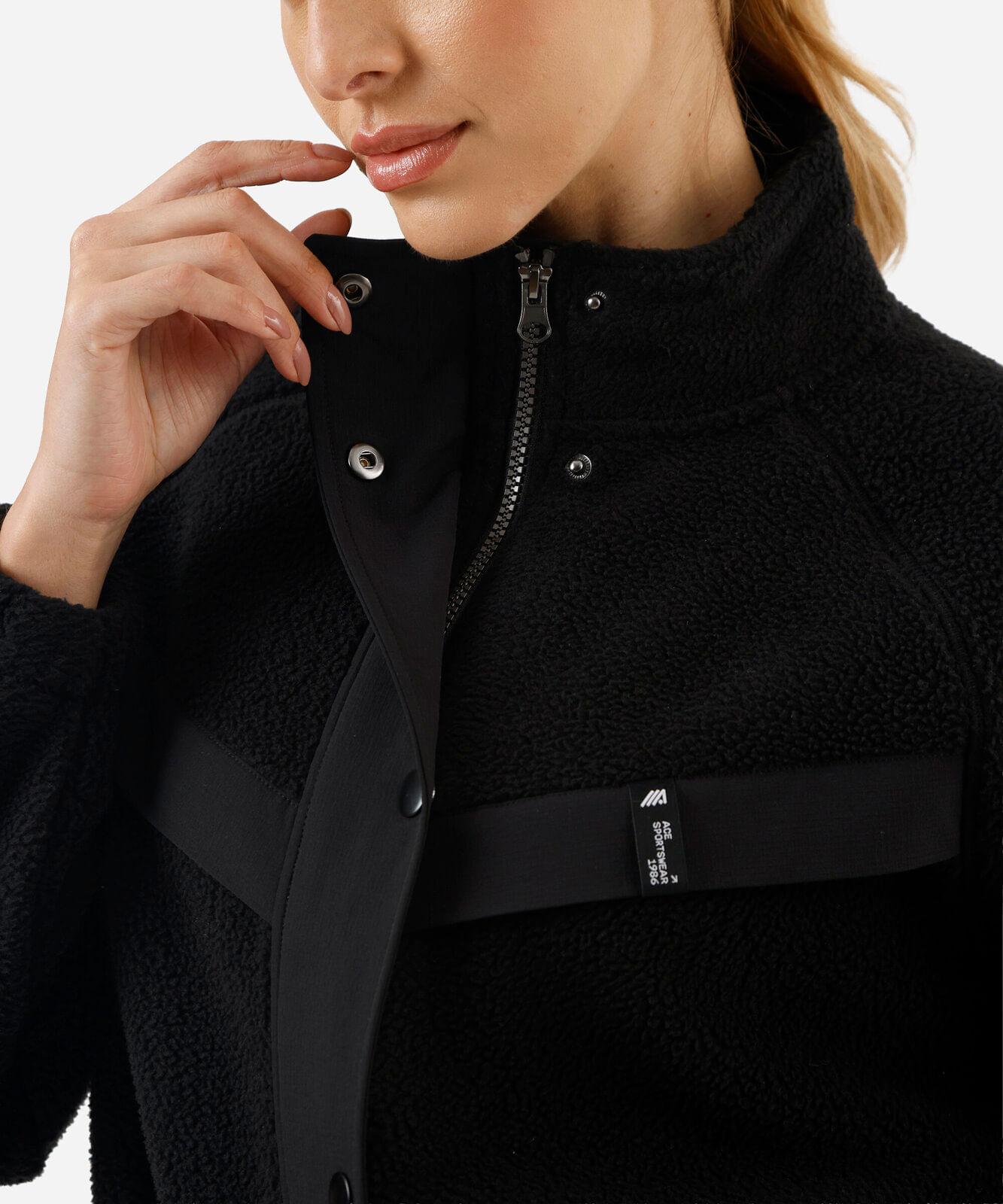 jaqueta bomber feminina de sherpa esportiva preta