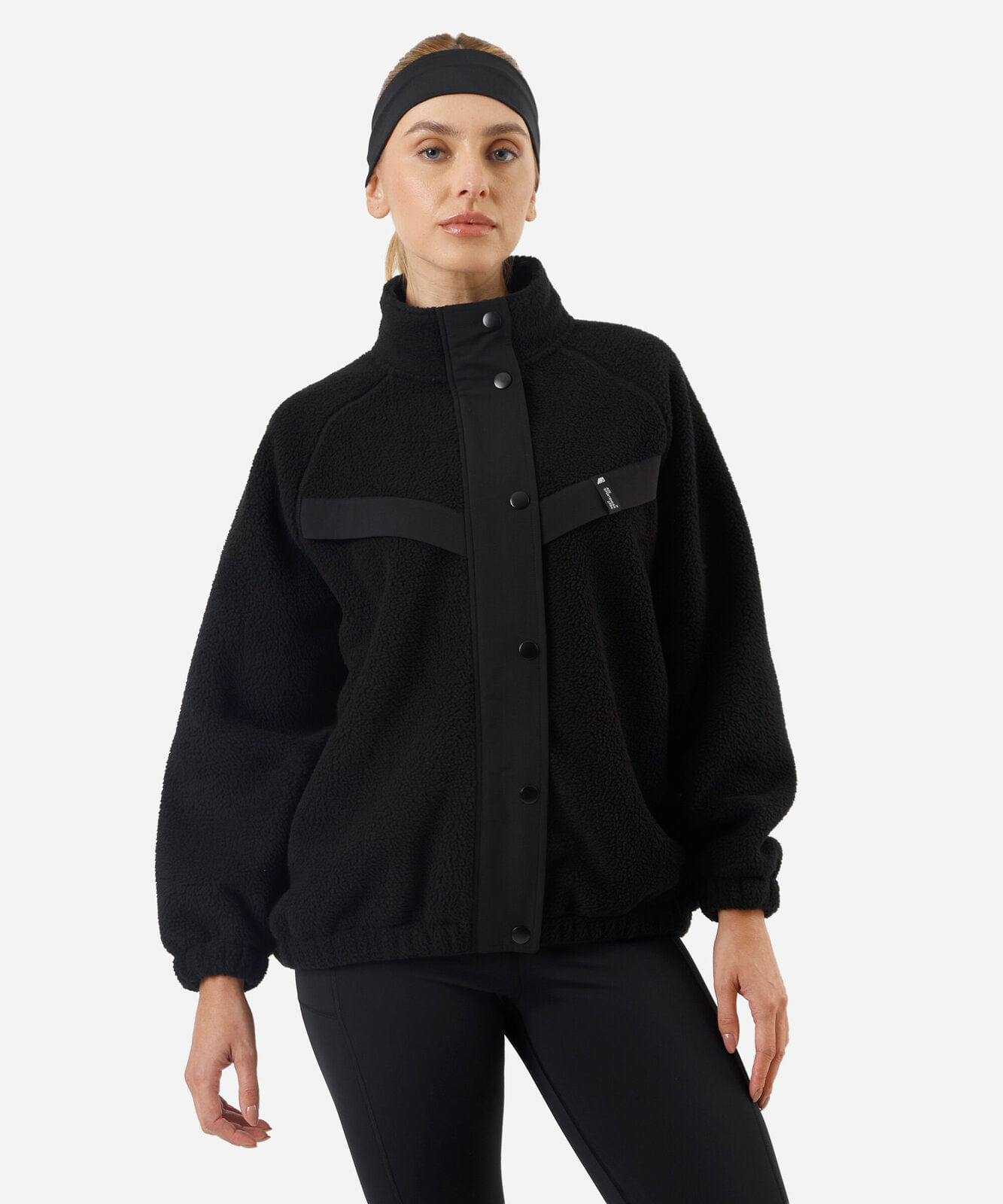 jaqueta bomber feminina de sherpa esportiva preta