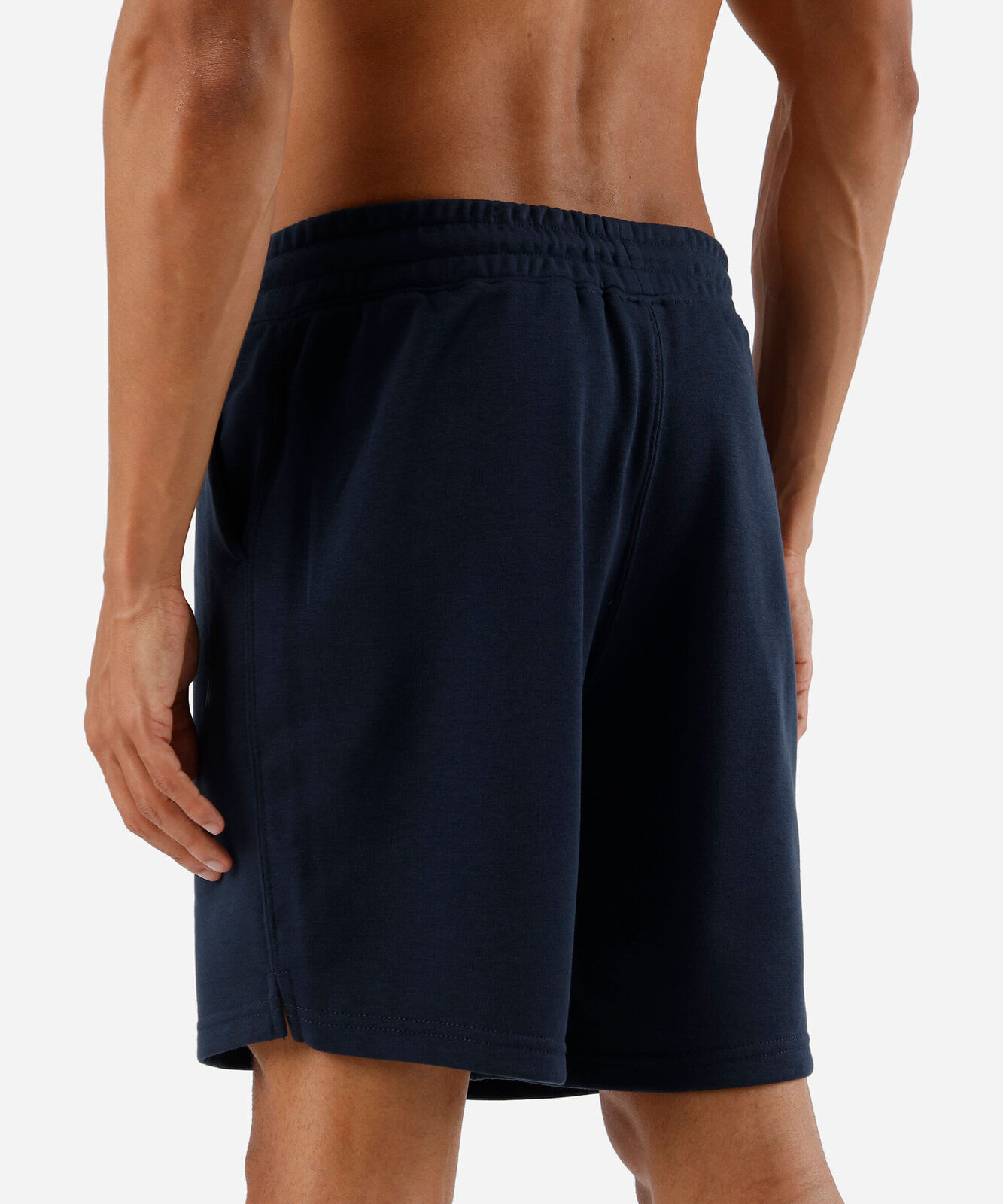 bermuda esportiva reta masculina de moletinho azul