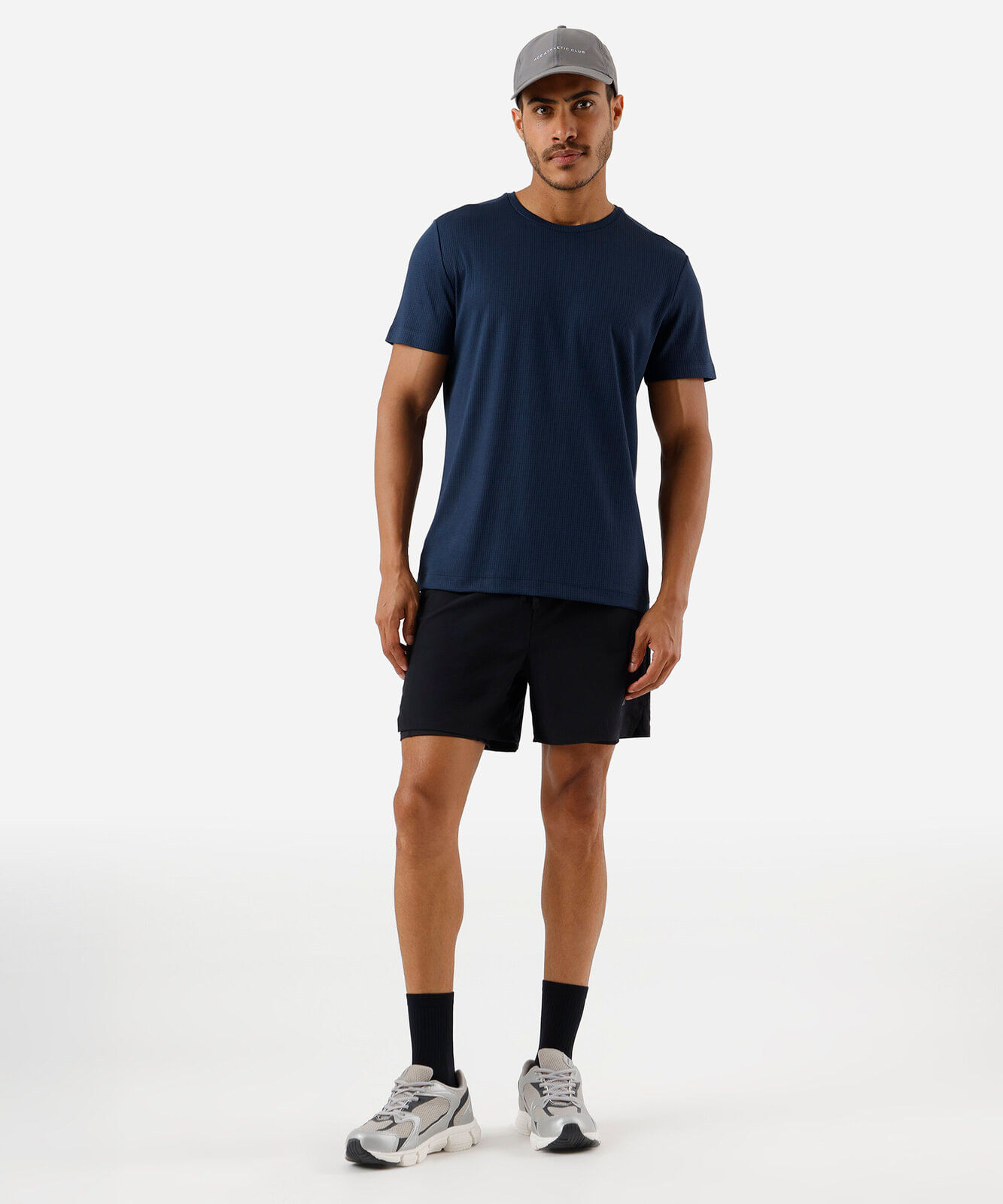 camiseta masculina esportiva quadriculada azul