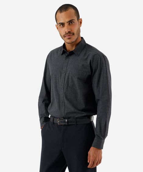 camisa masculina de algodão manga longa cinza