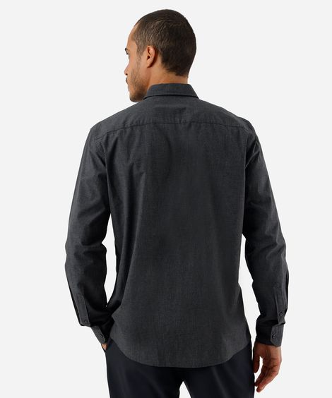 camisa masculina de algodão manga longa cinza