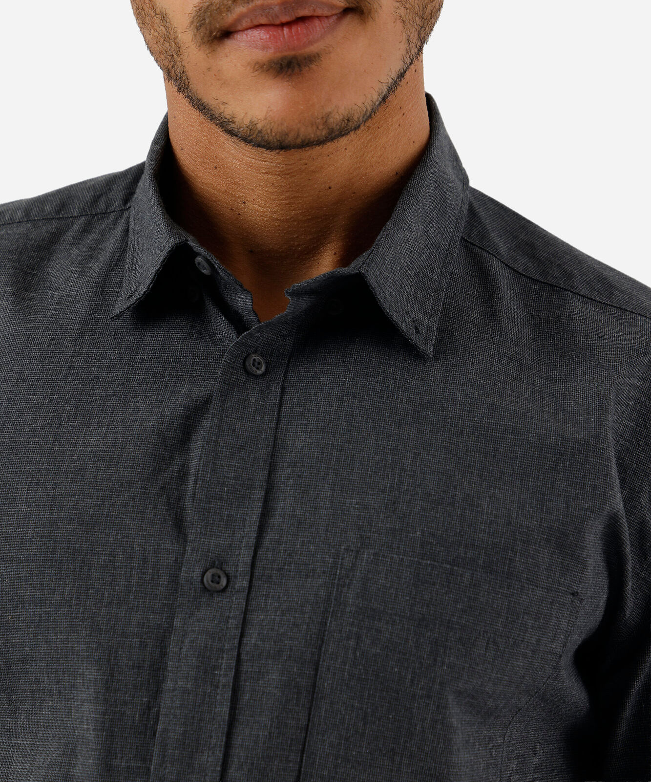camisa masculina de algodão manga longa cinza
