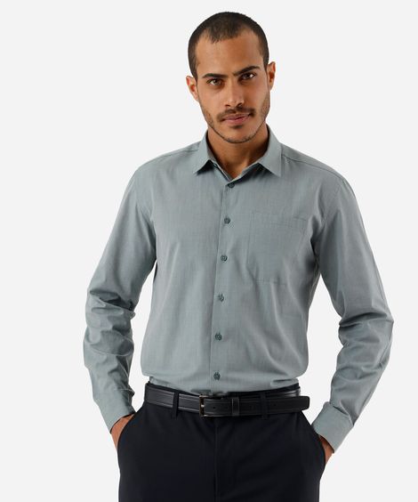 camisa comfort masculina manga longa verde