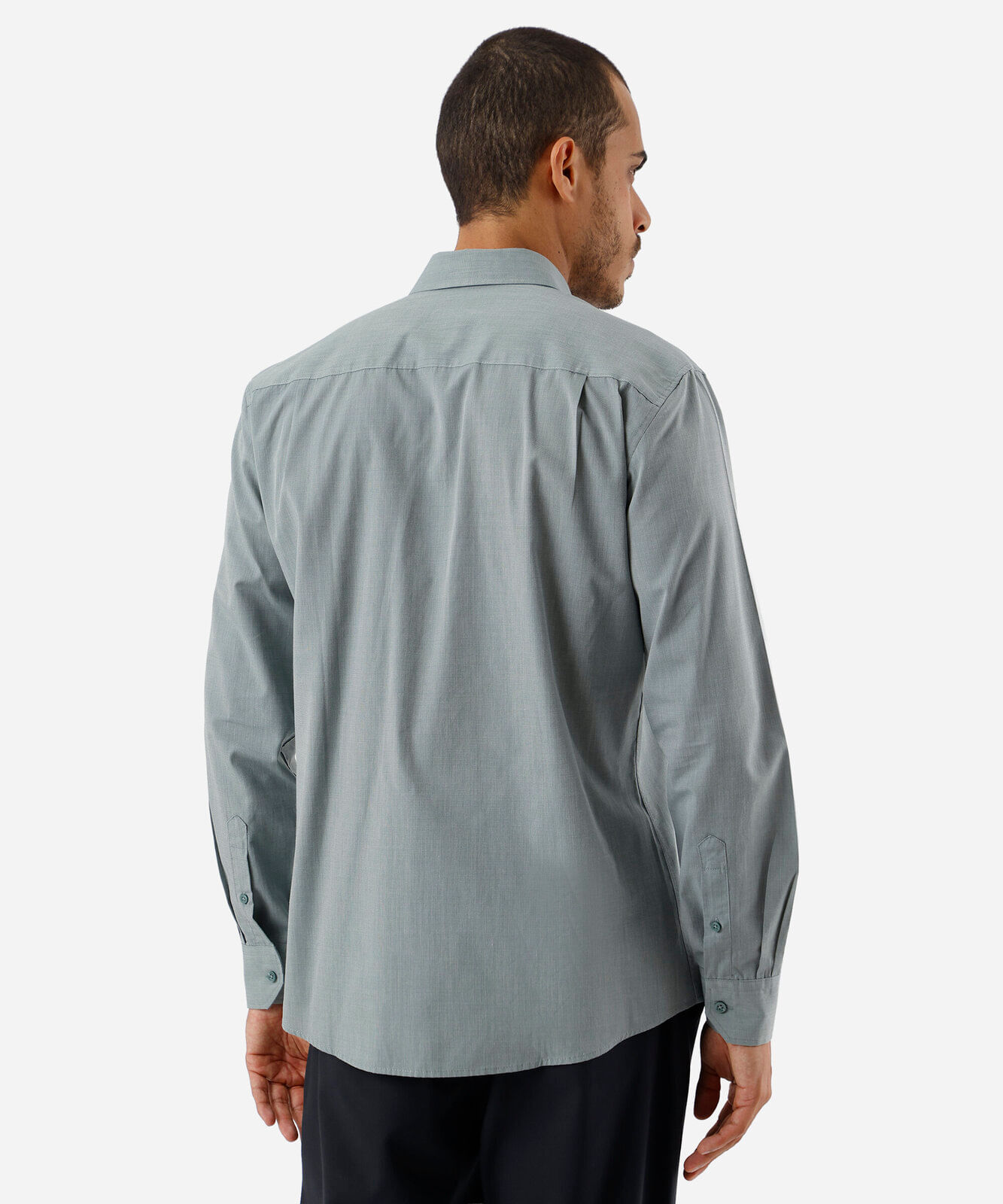 camisa comfort masculina manga longa verde