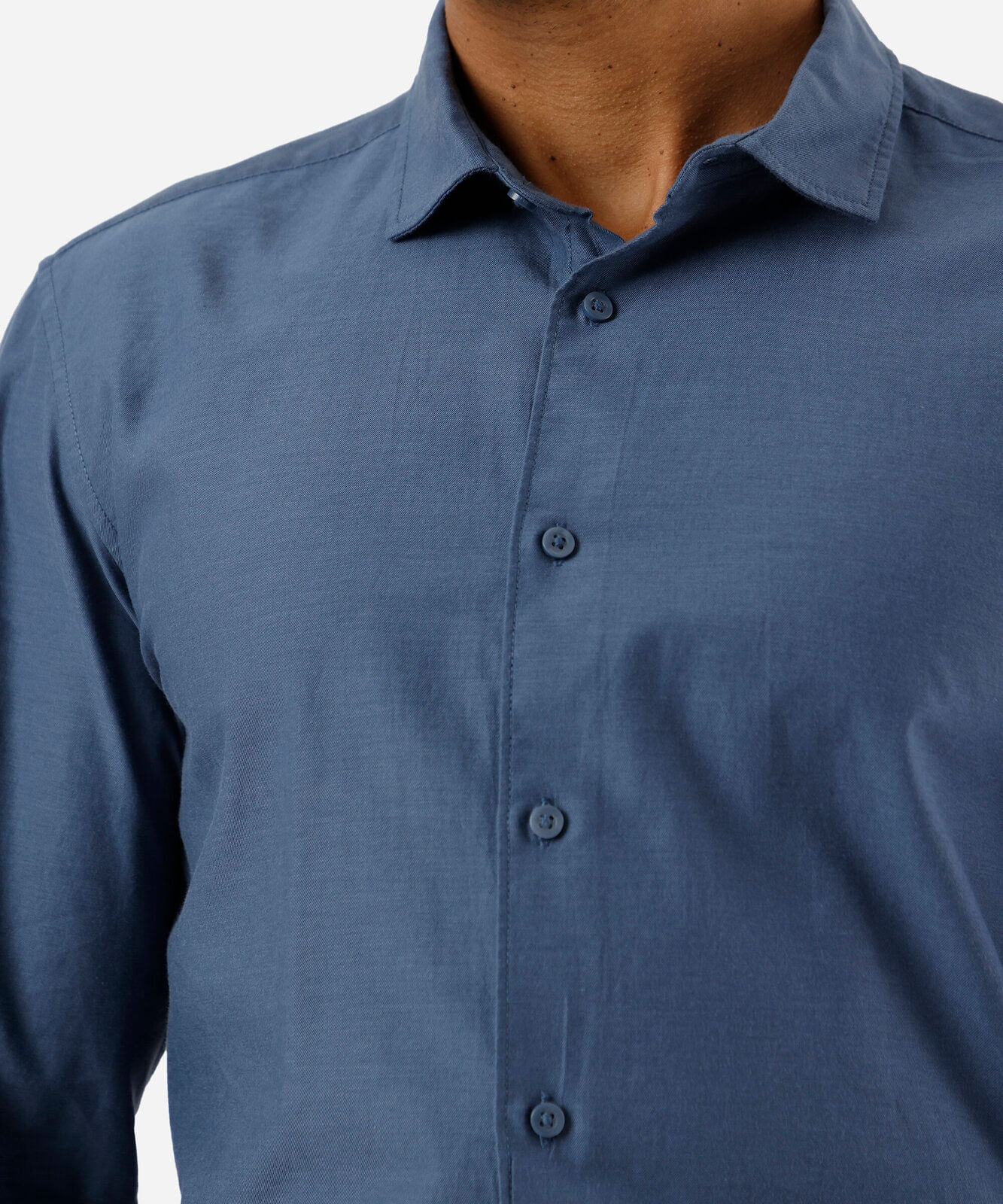 camisa slim fit masculina de algodão azul
