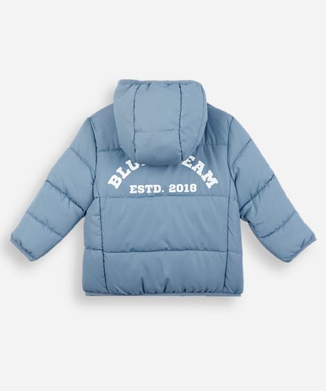 jaqueta puffer infantil com capuz bluey azul