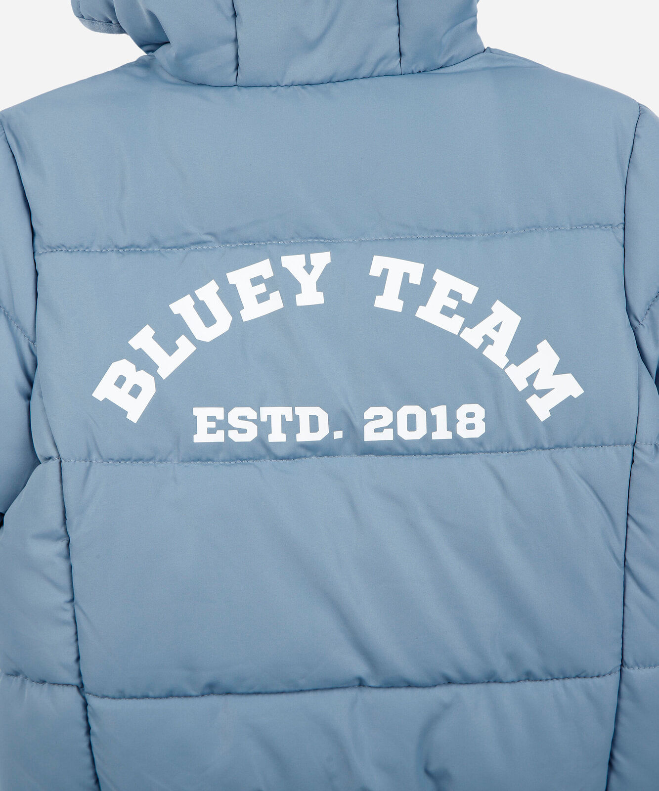 jaqueta puffer infantil com capuz bluey azul