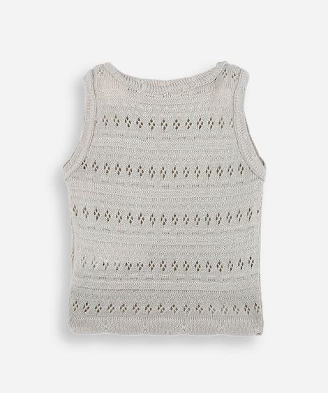 blusa infantil de tricot com lacinhos bege