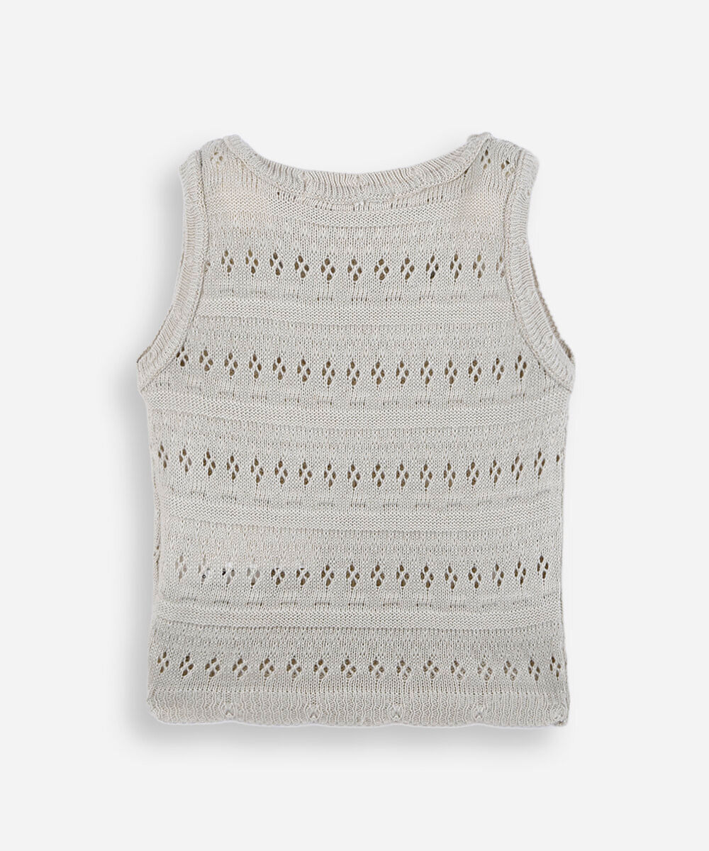 blusa infantil de tricot com lacinhos bege