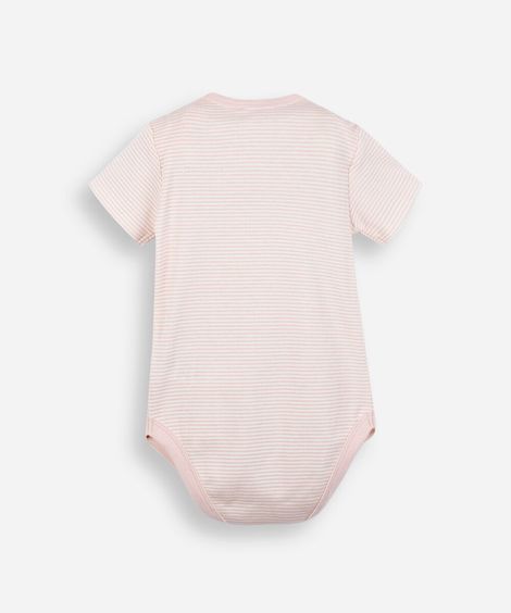body infantil de algodão chamego da mamãe listrado rosa