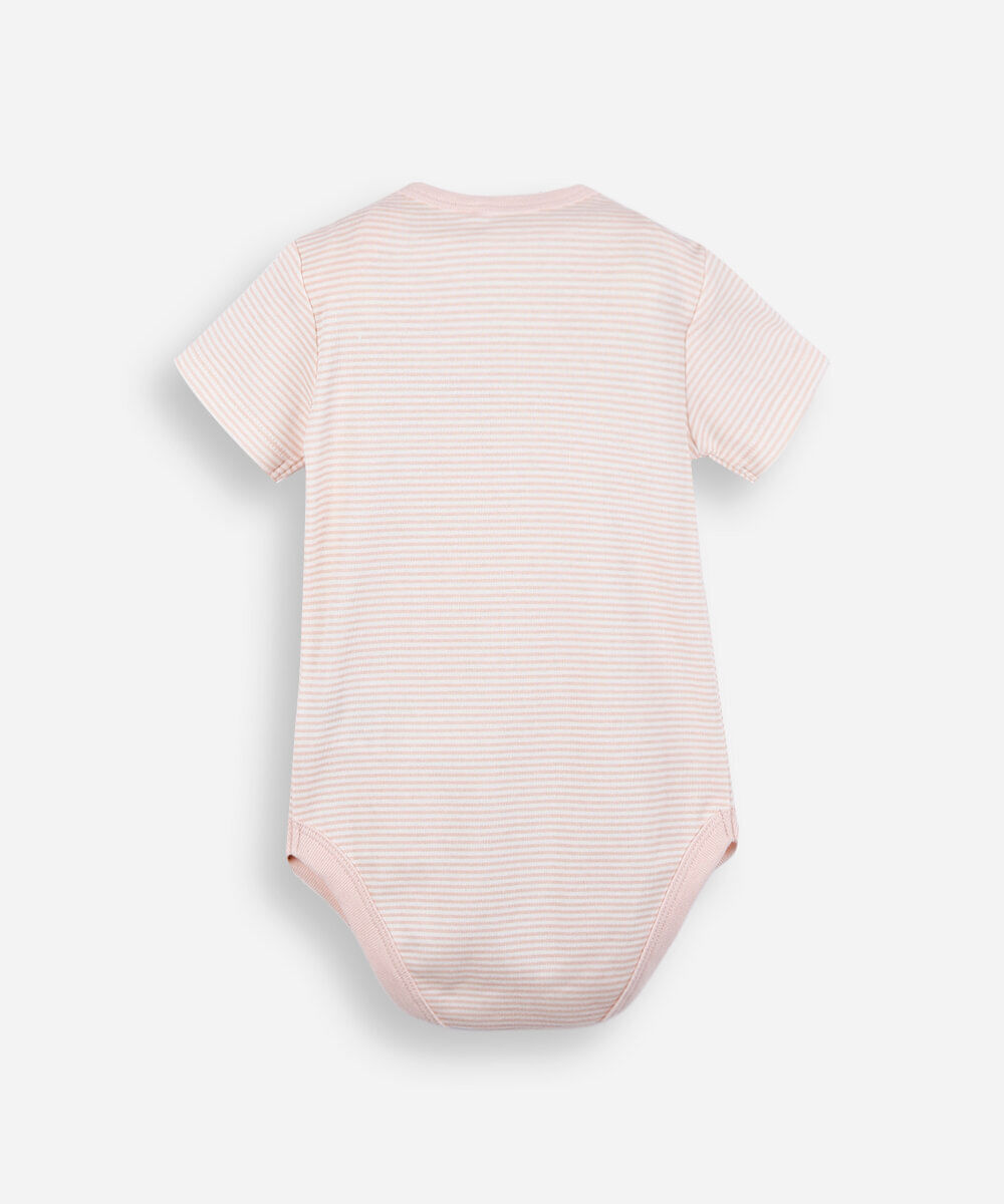 body infantil de algodão chamego da mamãe listrado rosa