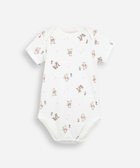 body infantil de algodão ursinho pooh off white