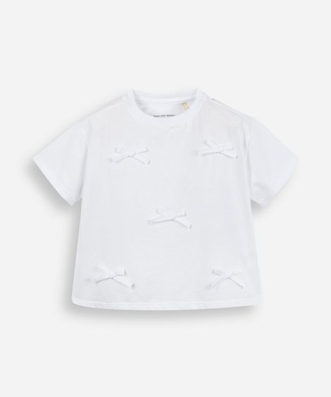 camiseta infantil de algodão com laços off white