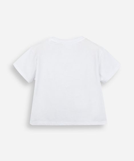 camiseta infantil de algodão com laços off white