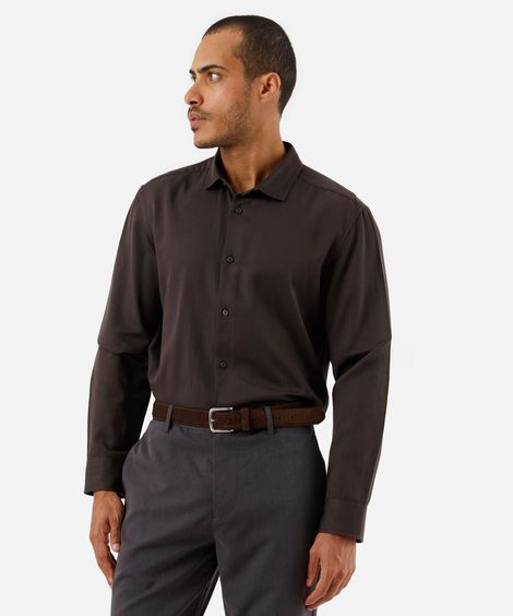 camisa masculina de sarja manga longa marrom