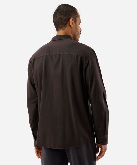 camisa masculina de sarja manga longa marrom