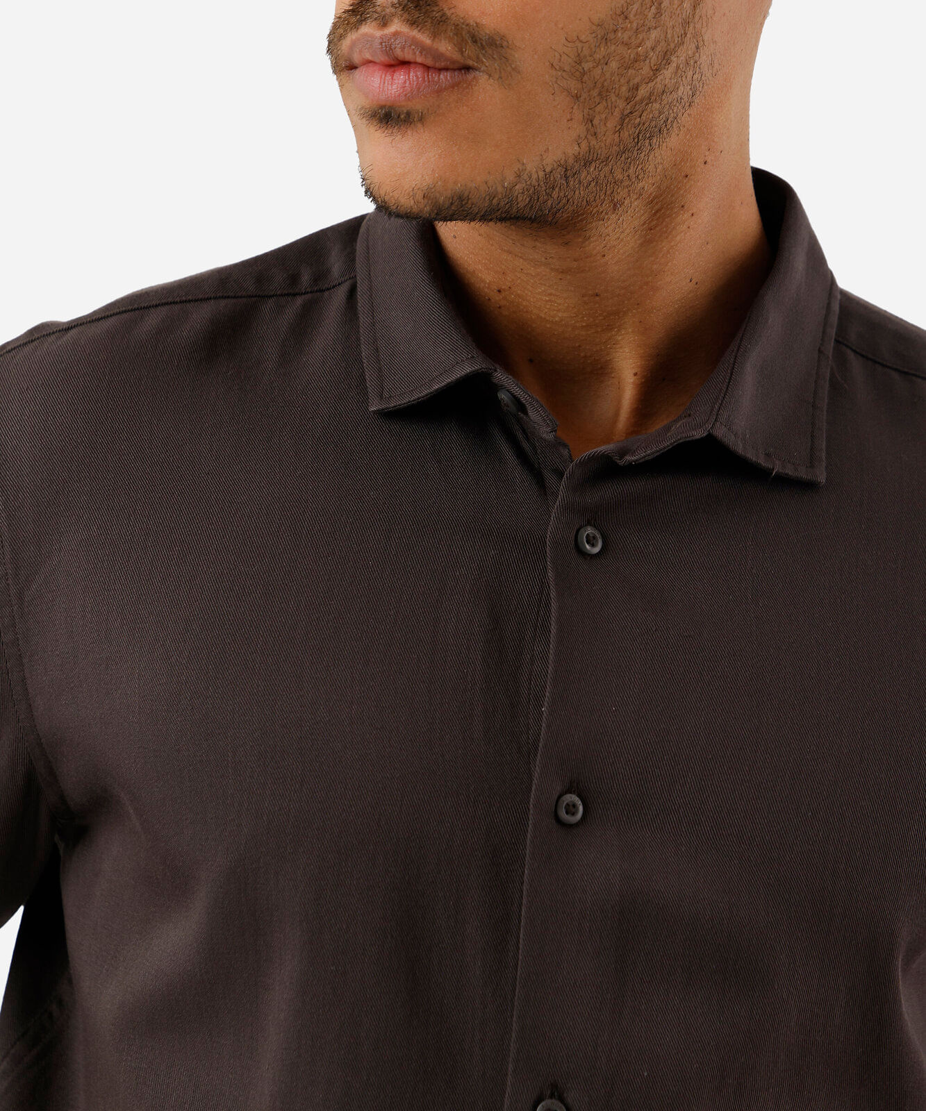camisa masculina de sarja manga longa marrom