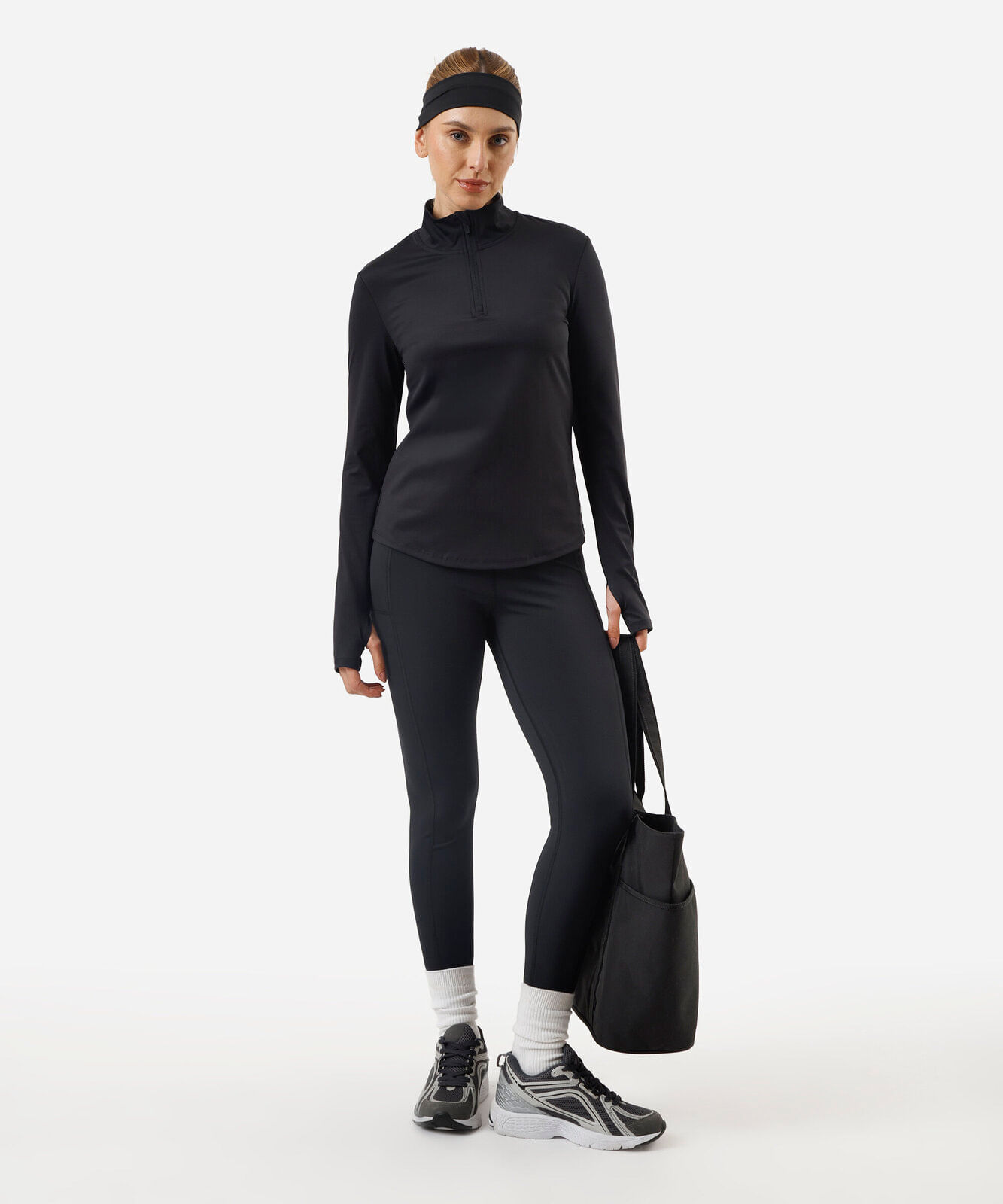 blusa esportiva feminina gola alta preta