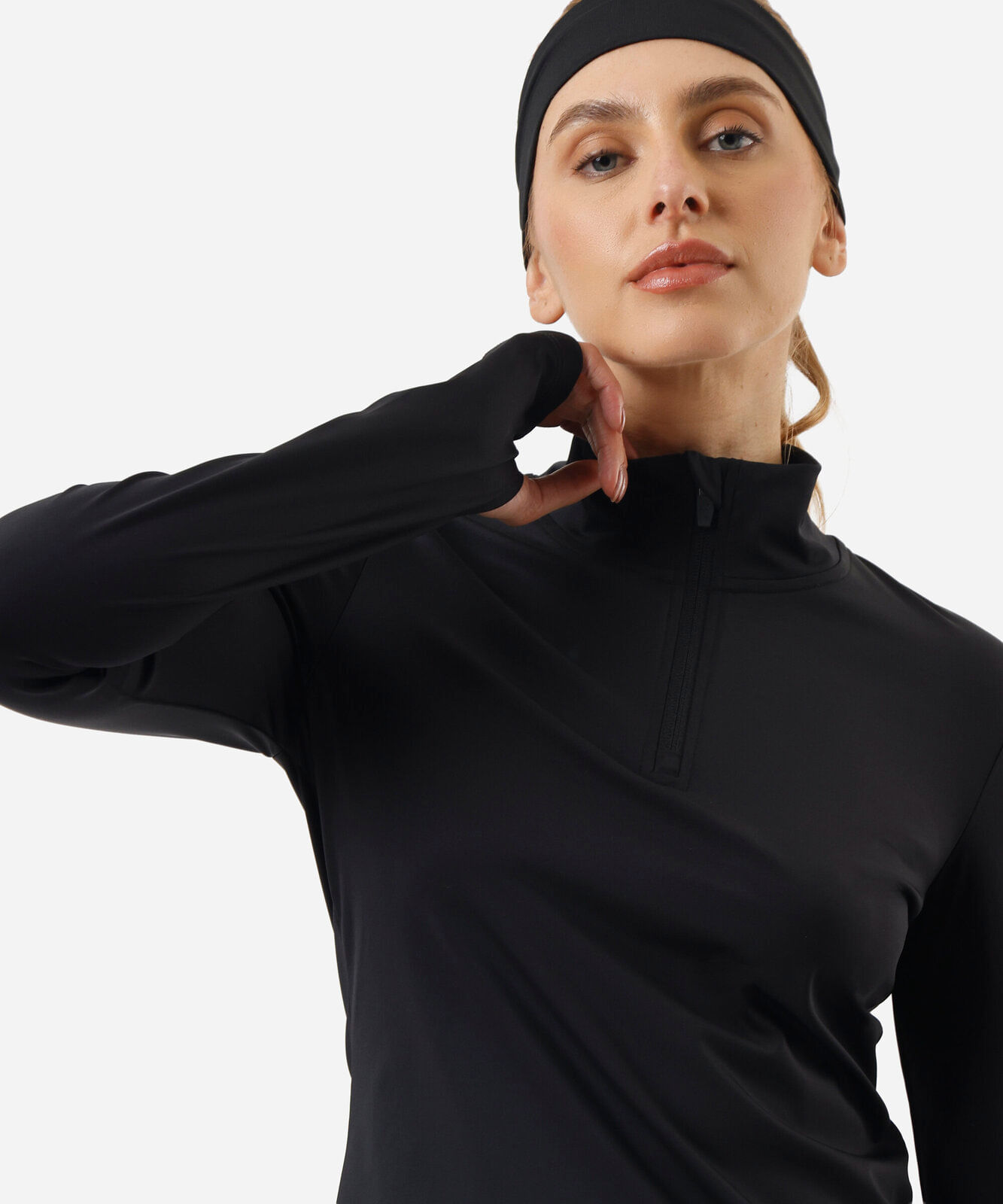 blusa esportiva feminina gola alta preta