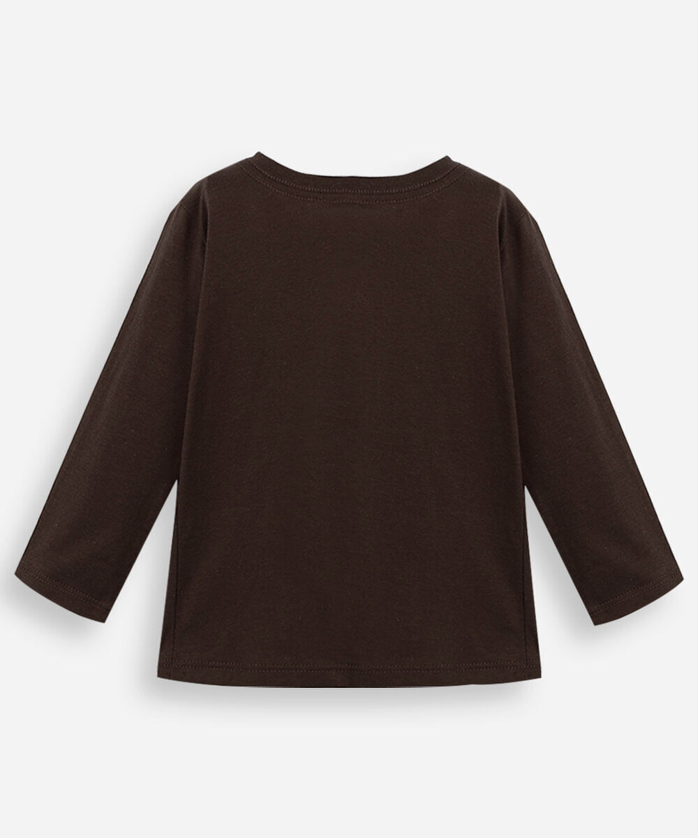 camiseta de algodão infantil marrom