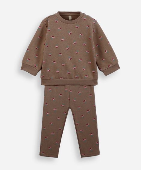 conjunto infantil de moletom liberty marrom