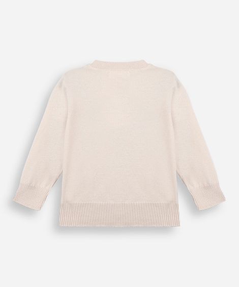 cardigan infantil de tricot com lacinhos bege