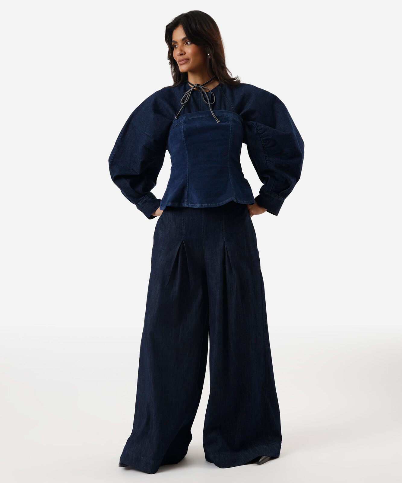 blusa peplum feminina jeans sem alça azul