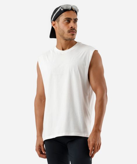 regata esportiva machão masculina de algodão estampada off white