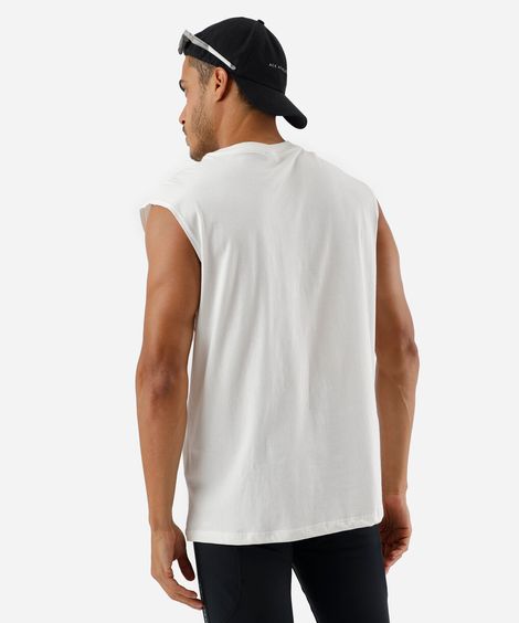 regata esportiva machão masculina de algodão estampada off white