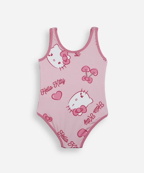 maiô infantil hello kitty rosa