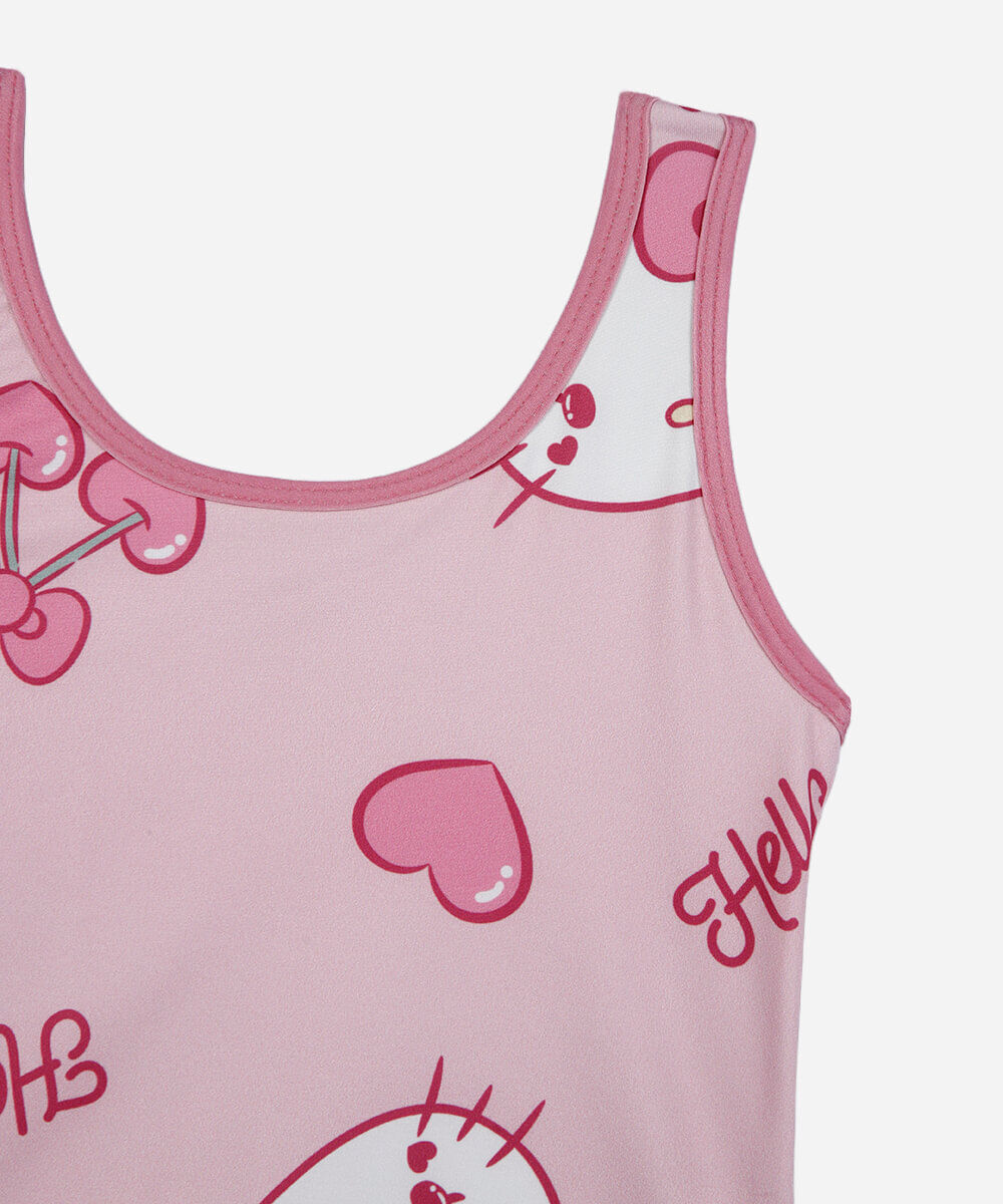 maiô infantil hello kitty rosa