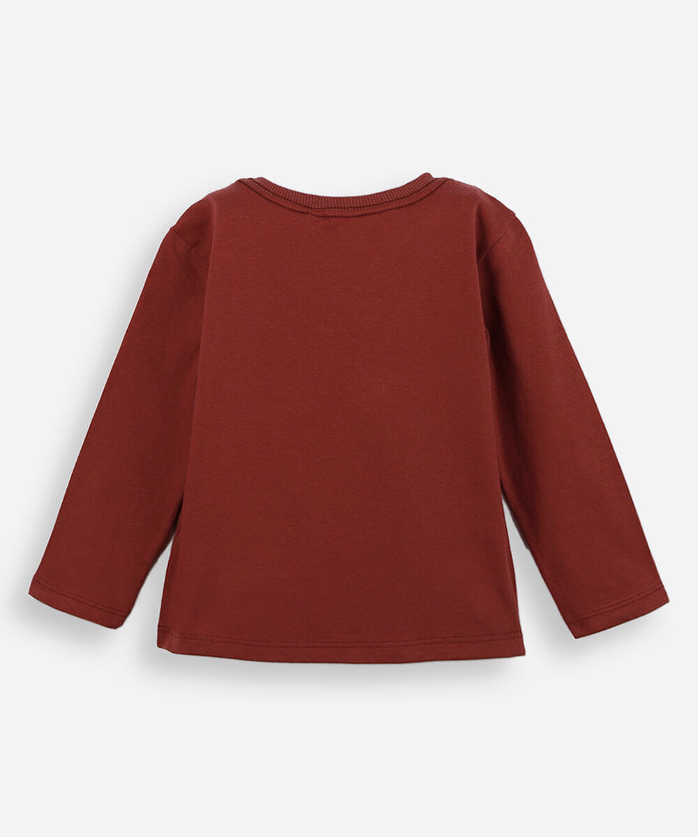 blusa infantil de algodão manga longa capivara vermelha