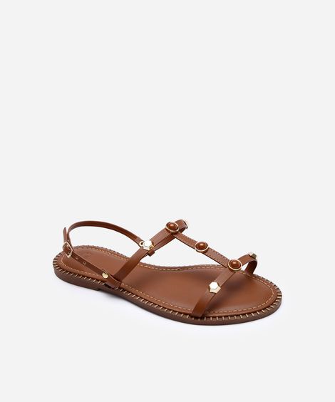 rasteirinha com tachas oneself marrom