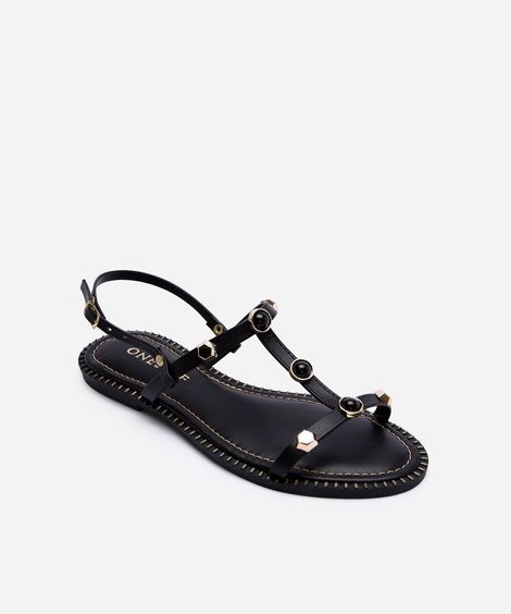 rasteirinha com tachas oneself preta