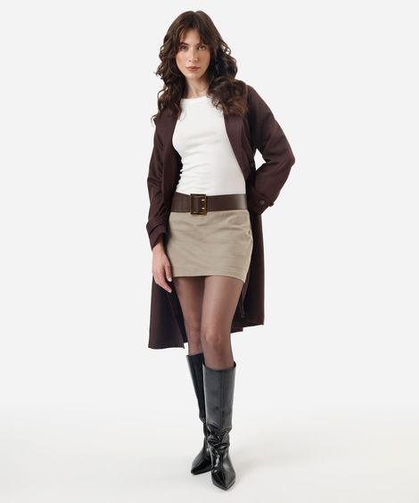 short saia feminino de sarja bege
