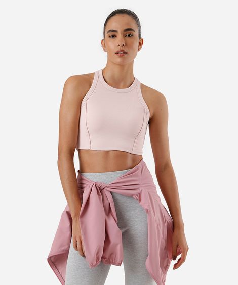 top feminino canelado cropped rosa