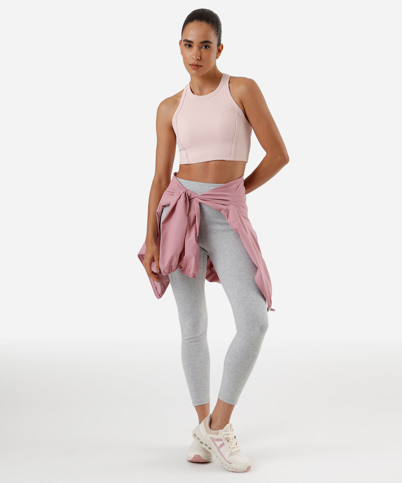 top feminino canelado cropped rosa