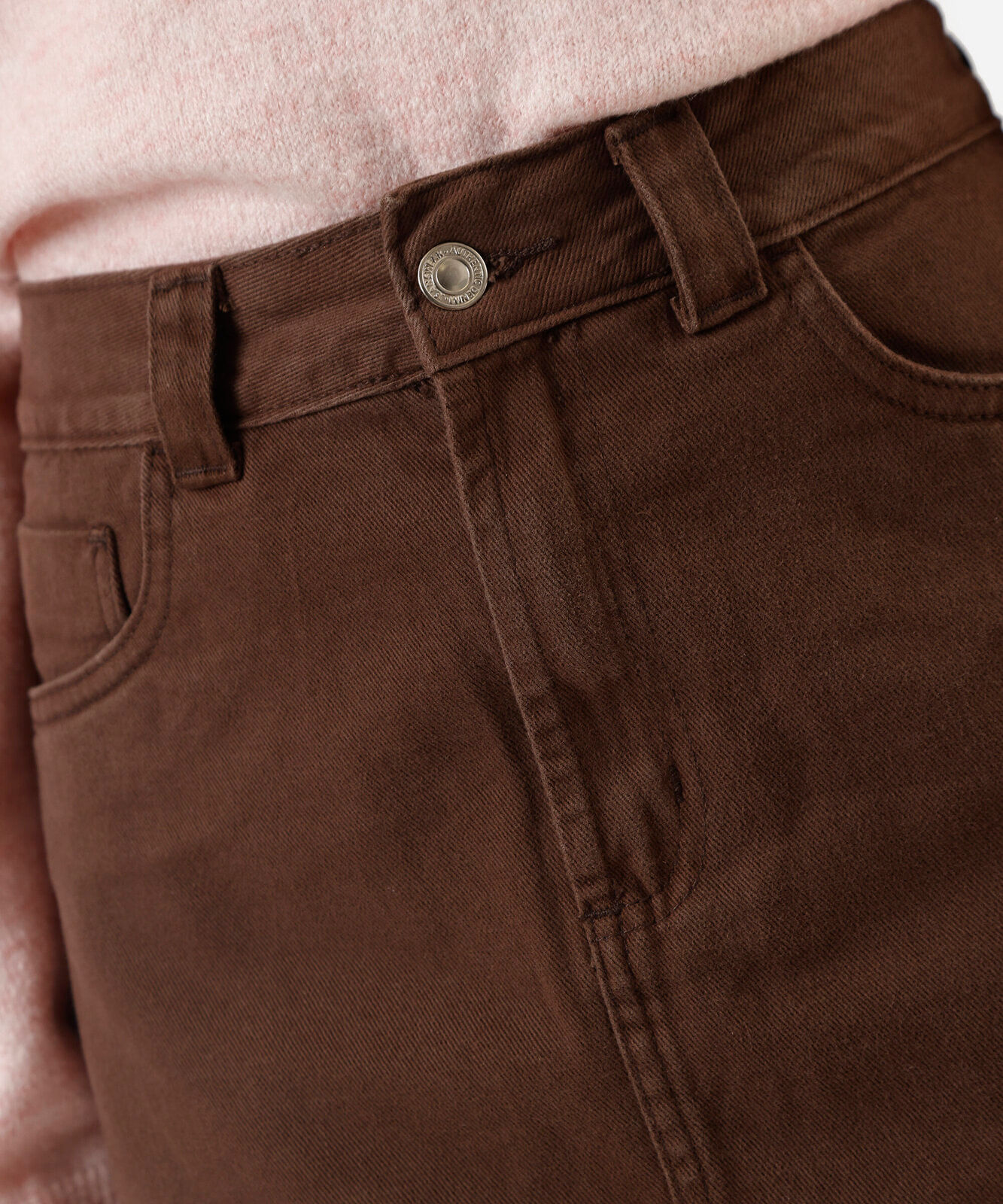 short saia feminino de sarja cintura alta marrom